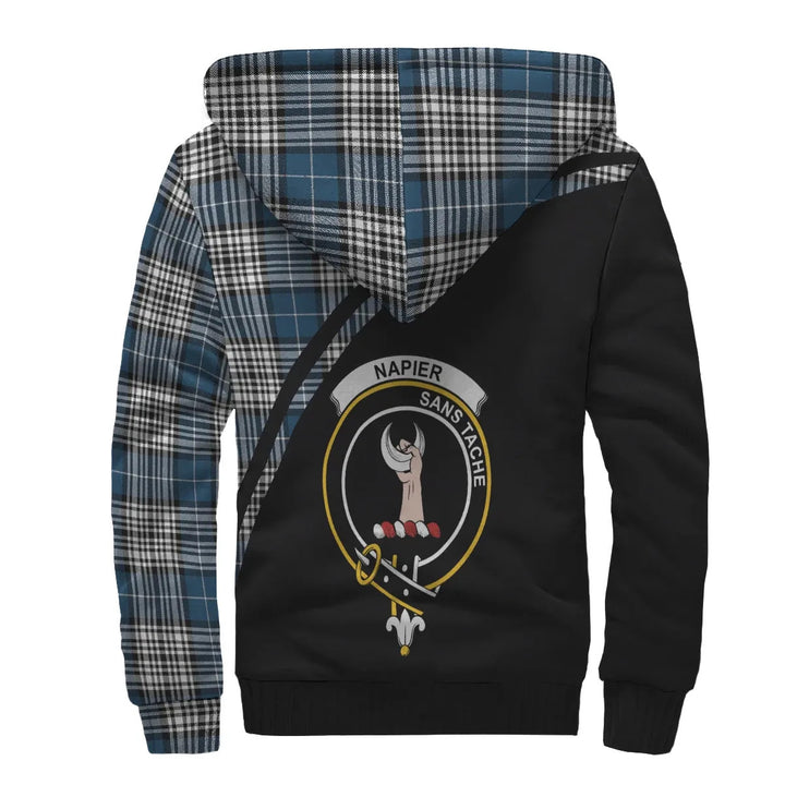 Scottish Napier Clan Crest Tartan Curve Sherpa Hoodie