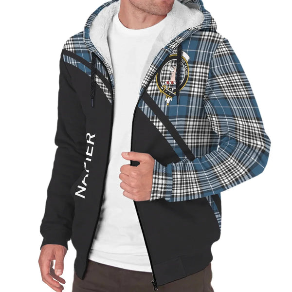 Scottish Napier Clan Crest Tartan Curve Sherpa Hoodie
