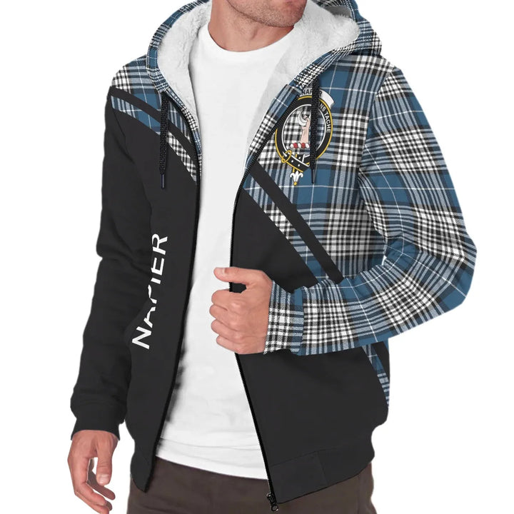 Scottish Napier Clan Crest Tartan Curve Sherpa Hoodie