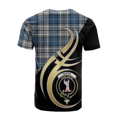 Scottish Napier Modern Clan Crest Tartan T-Shirt Believe in Me Back Side Tartan Plaid