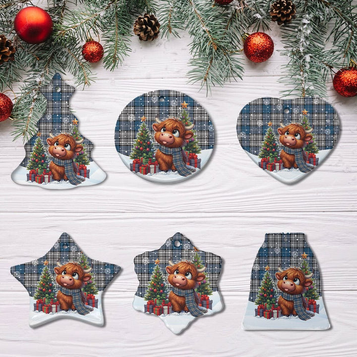 Scottish Napier Modern Clan Tartan Ceramic Ornament Cute Highland Cow Christmas All Style Tartan Plaid