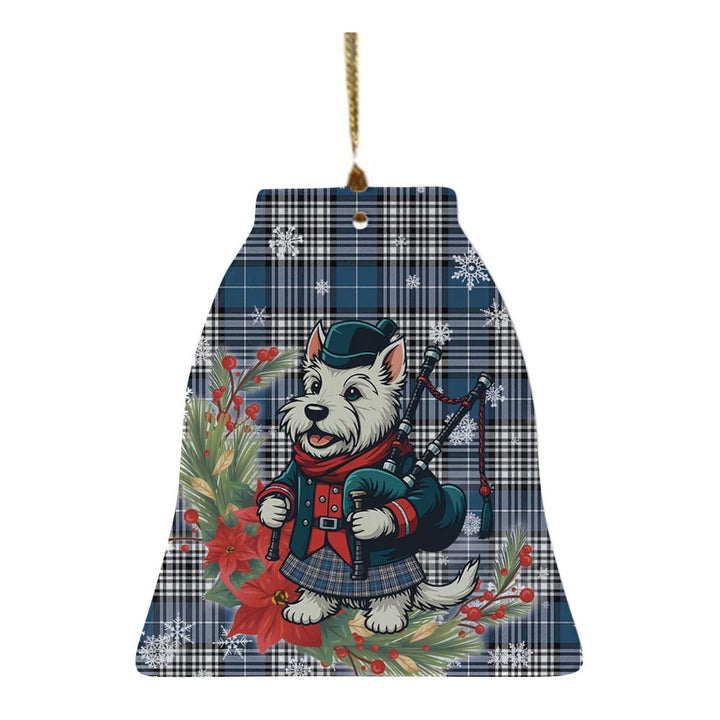 Scottish Napier Modern Clan Tartan Ceramic Ornament Cute Scottish Terrier Dog Bell Style Tartan Plaid
