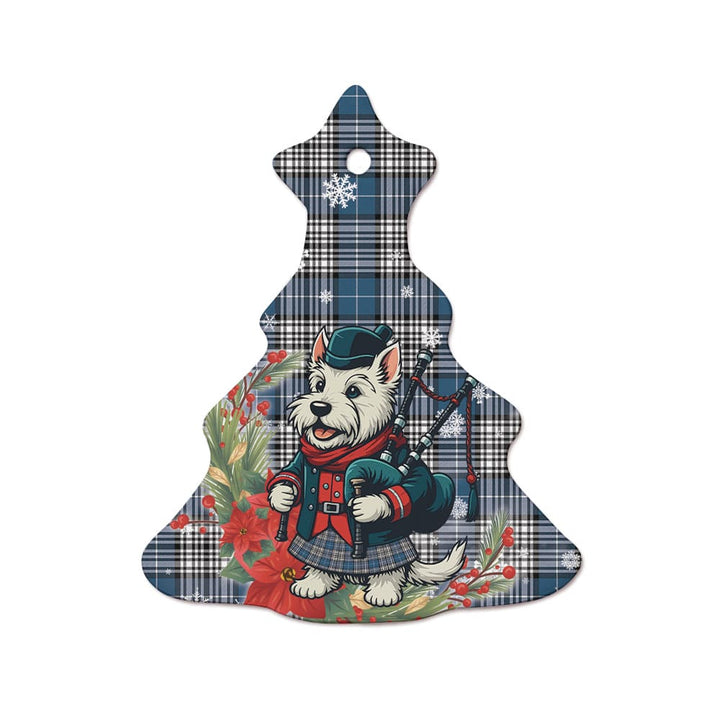 Scottish Napier Modern Clan Tartan Ceramic Ornament Cute Scottish Terrier Dog Tree Style Tartan Plaid