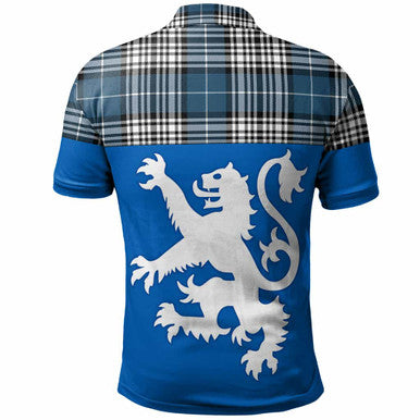 Scottish Napier Modern Clan Tartan Polo Shirt - Lion Rampant of Scotland With Flag Back Side Tartan Plaid