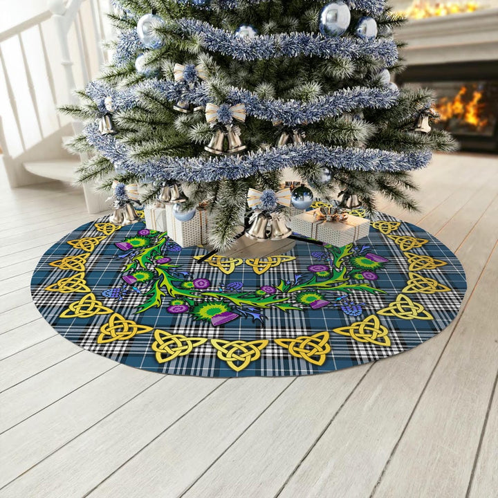 Scottish Napier Modern Clan Tartan Thistle Celtic Knot Christmas Tree Skirt No Tassels Tartan Plaid 3