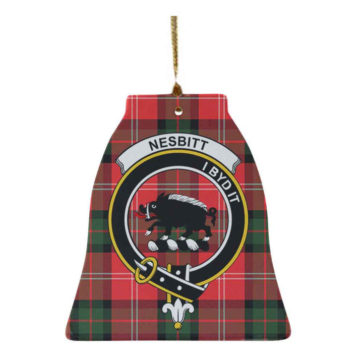 Scottish Nesbitt Clan Crest Tartan Ceramic Ornament Bell Shape Tartan Plaid