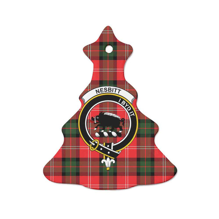 Scottish Nesbitt Clan Crest Tartan Ceramic Ornament Tree Shape Tartan Plaid