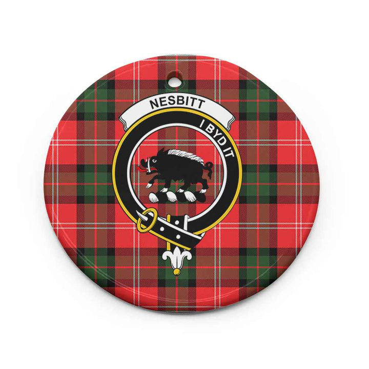 Scottish Nesbitt Clan Crest Tartan Ceramic Ornament Circle Shape Tartan Plaid