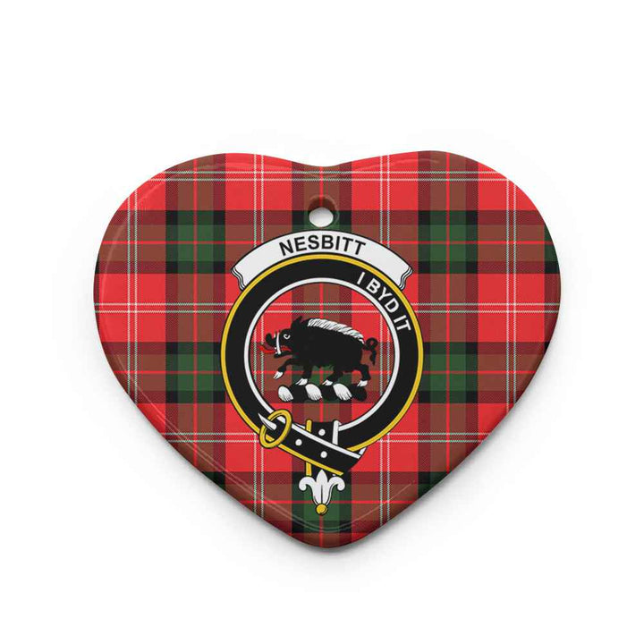 Scottish Nesbitt Clan Crest Tartan Ceramic Ornament Heart Shape Tartan Plaid