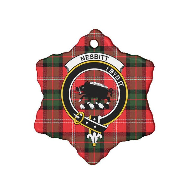 Scottish Nesbitt Clan Crest Tartan Ceramic Ornament Snow Flake Shape Tartan Plaid