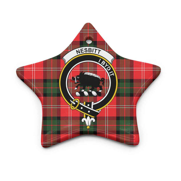 Scottish Nesbitt Clan Crest Tartan Ceramic Ornament Star Shape Tartan Plaid