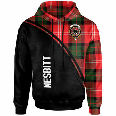 Scottish Nesbitt Clan Crest Tartan Curve Hoodie Front Side Tartan Plaid
