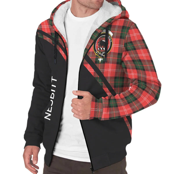 Scottish Nesbitt Clan Crest Tartan Curve Sherpa Hoodie