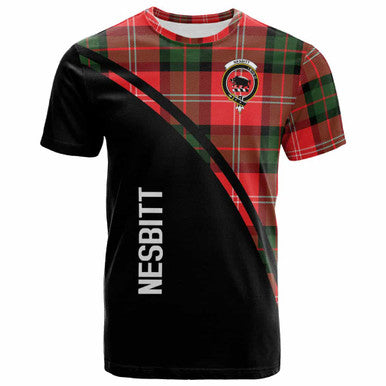 Scottish Nesbitt Clan Crest Tartan Curve T-Shirt Front Side Tartan Plaid