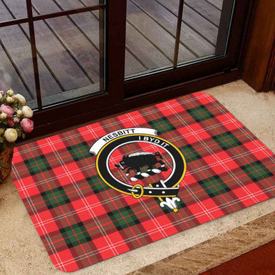 Scottish Nesbitt Clan Crest Tartan Door Mat Tartan Plaid 1