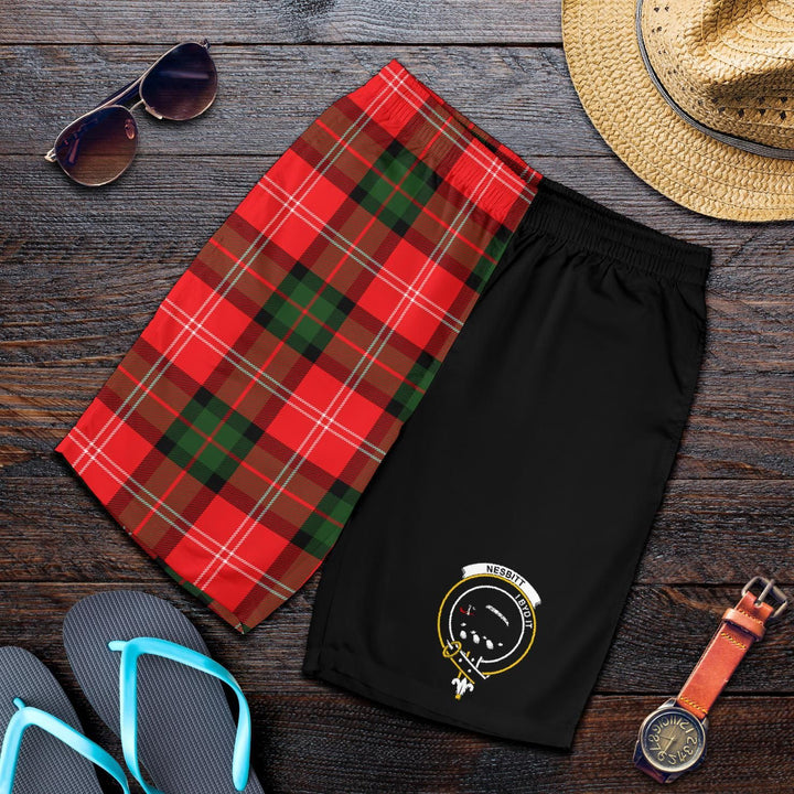 Scottish Nesbitt Clan Crest Tartan Half of Me Men's Shorts