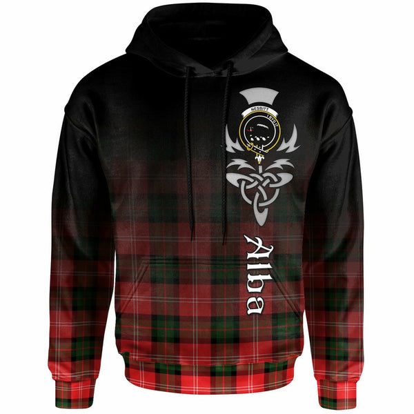 Scottish Nesbitt Clan Crest Tartan Hoodie - Alba Gu Brath Family Crest Celtic Inspired Front Side Tartan Plaid