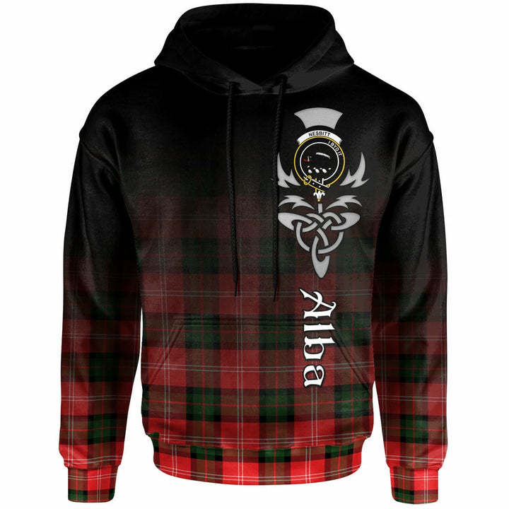 Scottish Nesbitt Clan Crest Tartan Hoodie - Alba Gu Brath Family Crest Celtic Inspired Front Side Tartan Plaid