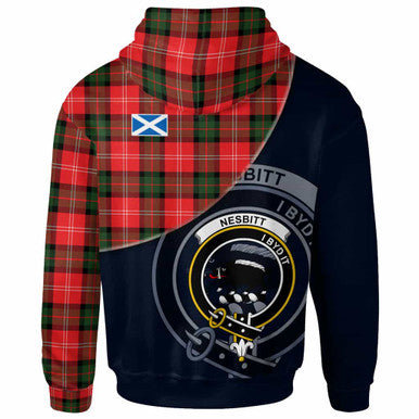 Scottish Nesbitt Clan Crest Tartan Hoodie - Bend Style Back Side Tartan Plaid