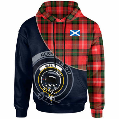 Scottish Nesbitt Clan Crest Tartan Hoodie - Bend Style Front Side Tartan Plaid