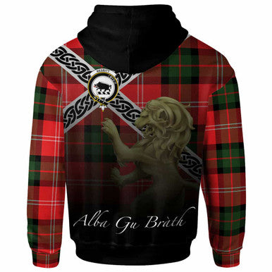 Scottish Nesbitt Clan Crest Tartan Hoodie - Scotland Lion Back Side Tartan Plaid
