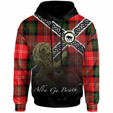 Scottish Nesbitt Clan Crest Tartan Hoodie - Scotland Lion Front Side Tartan Plaid
