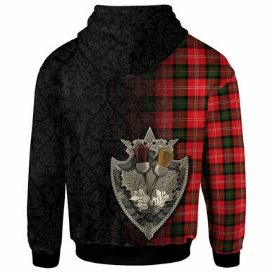 Scottish Nesbitt Clan Crest Tartan Hoodie - Half Thistle Flowers Celtic Design Back Side Tartan Plaid