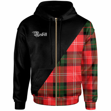 Scottish Nesbitt Clan Crest Tartan Hoodie - Military Logo Zip-up Tartan Plaid