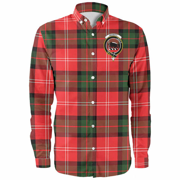 Scottish Nesbitt Clan Crest Tartan Long Sleeve Shirt Front Side Tartan Plaid