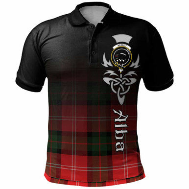 Scottish Nesbitt Clan Crest Tartan Polo Shirt - Alba Gu Brath Family Crest Celtic Inspired Front Side Tartan Plaid