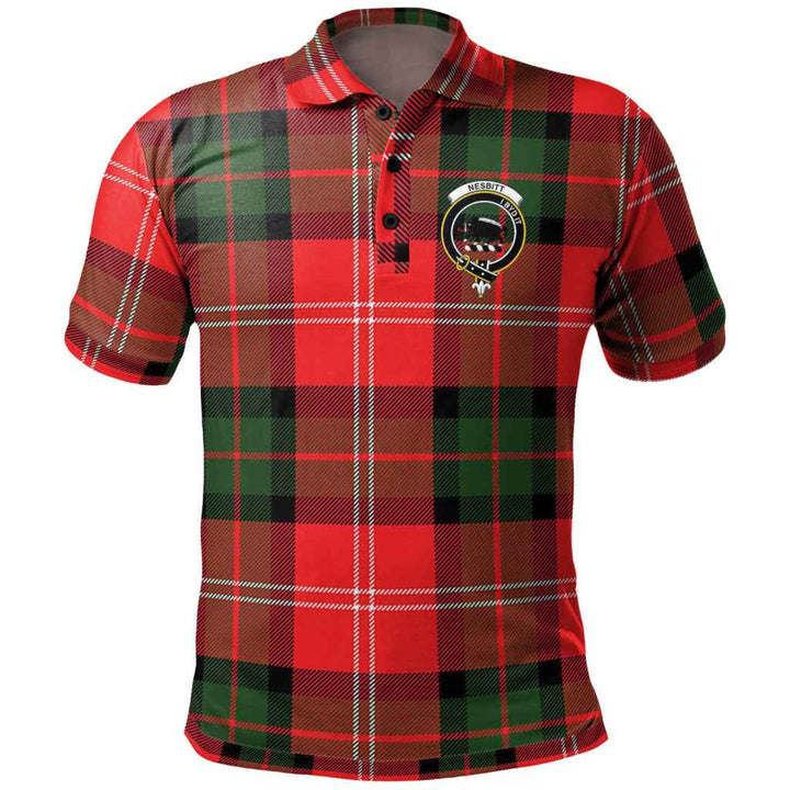 Scottish Nesbitt Clan Crest Tartan Polo Shirt Front Side Tartan Plaid