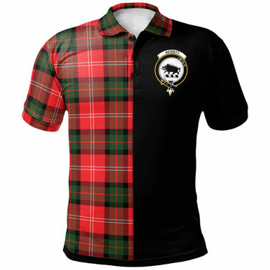 Scottish Nesbitt Clan Crest Tartan Polo Shirt - Half in Me Front Side Tartan Plaid