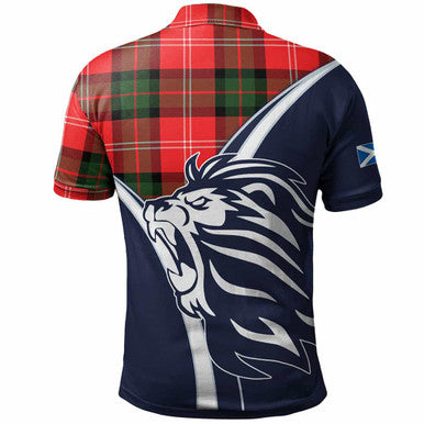 Scottish Nesbitt Clan Crest Tartan Polo Shirt - Scottish Flag With Lion Back Side Tartan Plaid