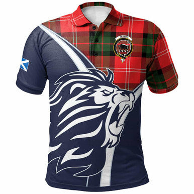 Scottish Nesbitt Clan Crest Tartan Polo Shirt - Scottish Flag With Lion Front Side Tartan Plaid
