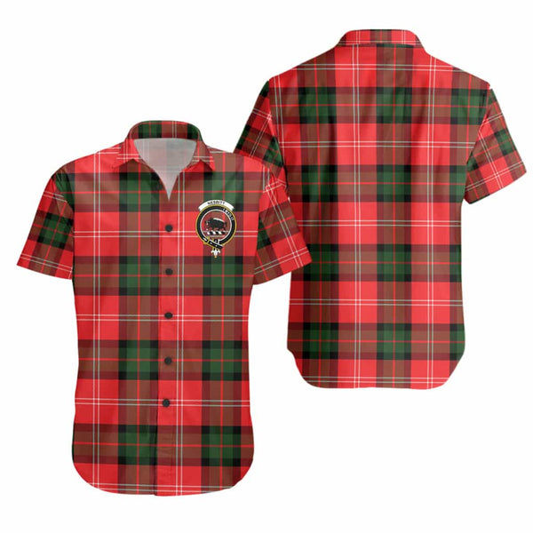 Scottish Nesbitt Clan Crest Tartan Short Sleeve Shirt Tartan Plaid