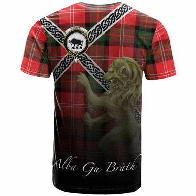 Scottish Nesbitt Clan Crest Tartan T-Shirt - Celtic With Scotland Lion Back Side Tartan Plaid