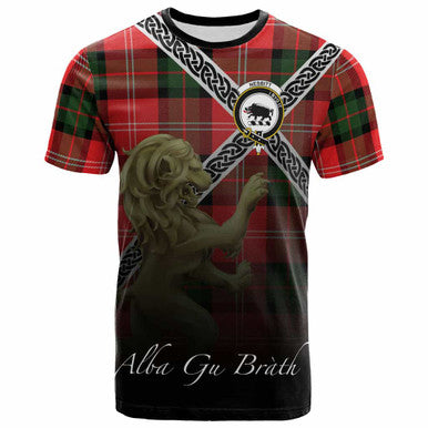 Scottish Nesbitt Clan Crest Tartan T-Shirt - Celtic With Scotland Lion Front Side Tartan Plaid