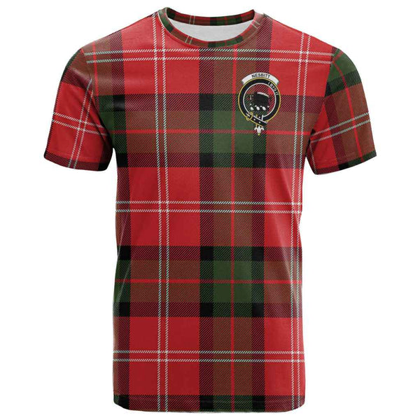 Scottish Nesbitt Clan Crest Tartan T-Shirt Front Side Tartan Plaid