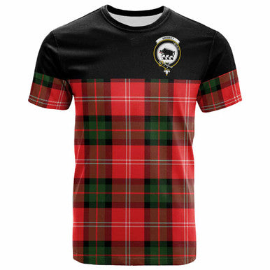 Scottish Nesbitt Clan Crest Tartan T-Shirt - Horizontal Style Front Side Tartan Plaid