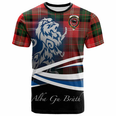 Scottish Nesbitt Clan Crest Tartan T-Shirt - Scotland Lion Front Side Tartan Plaid