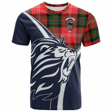 Scottish Nesbitt Clan Crest Tartan T-Shirt - Scottish Flag With Lion Front Side Tartan Plaid