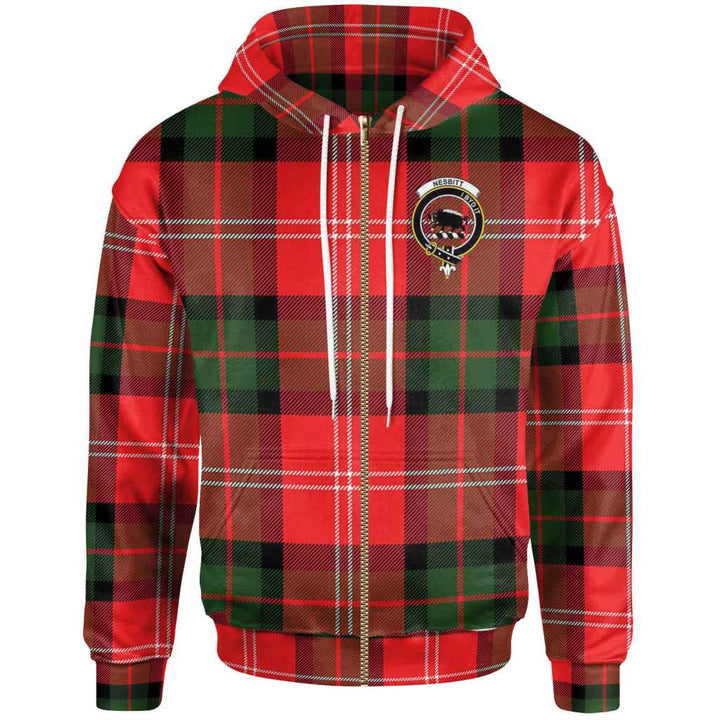Scottish Nesbitt Clan Crest Tartan Hoodie Zip Tartan Plaid
