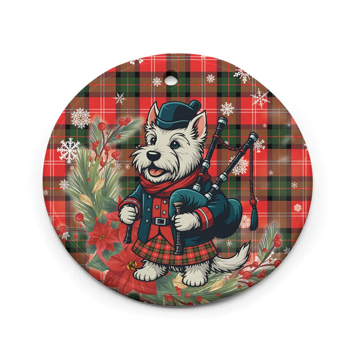 Scottish Nesbitt Modern Clan Tartan Ceramic Ornament Cute Scottish Terrier Dog Circle Style Tartan Plaid