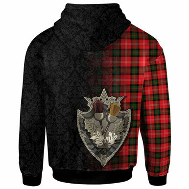 Scottish Nesbitt Modern Clan Tartan Hoodie - Half Thistle Flowers Celtic Design Back Side Tartan Plaid