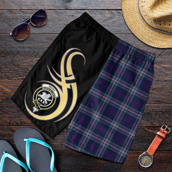 Scottish Nevoy Clan Crest Tartan Believe in Me Men's Shorts