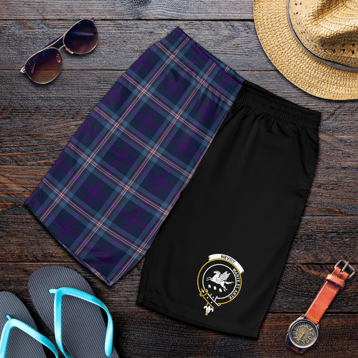 Scottish Nevoy Clan Crest Tartan Half of Me Men's Shorts