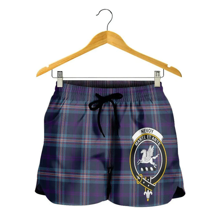 Scottish Nevoy Clan Crest Tartan Women Shorts