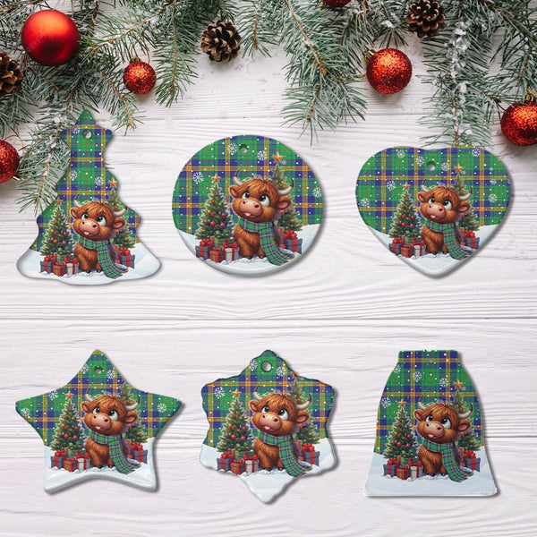 Scottish New Mexico Clan Tartan Ceramic Ornament Cute Highland Cow Christmas All Style Tartan Plaid