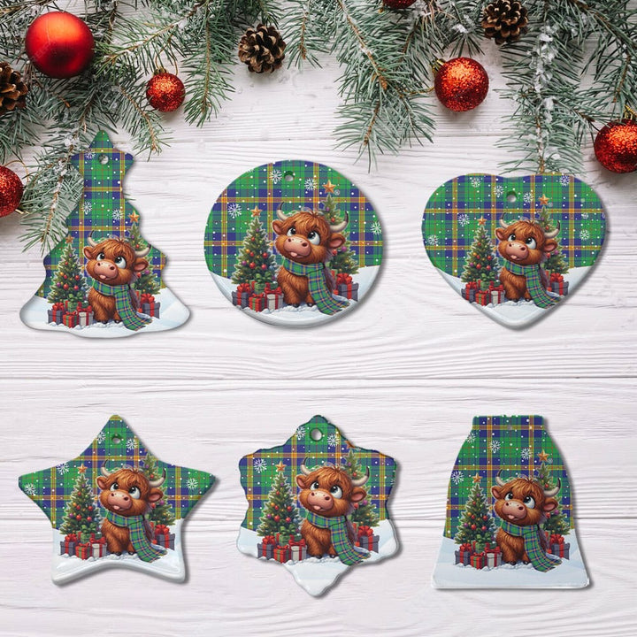 Scottish New Mexico Clan Tartan Ceramic Ornament Cute Highland Cow Christmas All Style Tartan Plaid