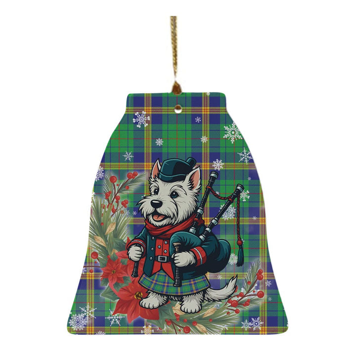 Scottish New Mexico Clan Tartan Ceramic Ornament Cute Scottish Terrier Dog Bell Style Tartan Plaid